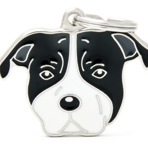STAFFORDSHIRE BULL TERRIER - BLACK & WHITE - DOG ID TAG